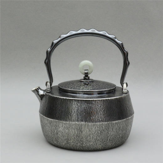 《火石补天》纯手作银制翠钮火石纹提梁壶 商品图0