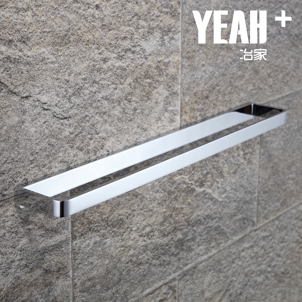 冶家五金全铜毛巾杆单杆卫生间挂杆厕所洗手间打孔毛巾架