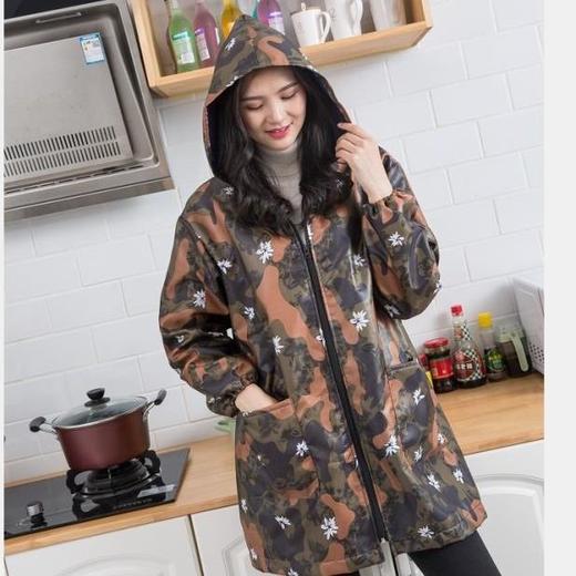 特惠大码 厨房防污加绒保暖休闲风衣 时尚迷彩工作服罩衣 商品图4