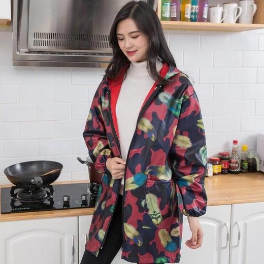 特惠大码 厨房防污加绒保暖休闲风衣 时尚迷彩工作服罩衣 商品图7