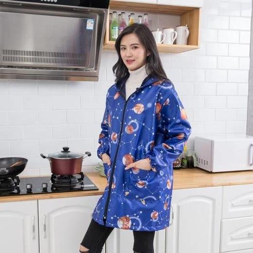 特惠大码 厨房防污加绒保暖休闲风衣 时尚迷彩工作服罩衣 商品图6