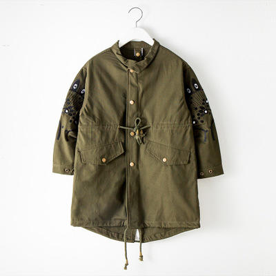 【童装】女童冬季宽松外套中大童纯棉刺绣中长款韩版童装风衣 商品图6