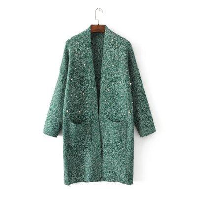 【服饰鞋包】秋冬新款 甜美风女装纯色钉珠毛衣针织衫开衫加厚外套女 商品图2