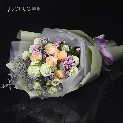 香槟玫瑰桔梗混搭花束 商品图4