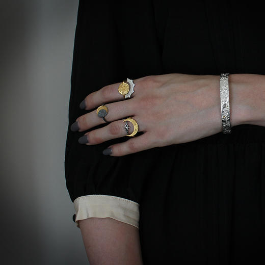 momoko｜silver Crescent Moon vs gold Star Ring [戒指] 商品图2