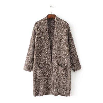 【服饰鞋包】秋冬新款 甜美风女装纯色钉珠毛衣针织衫开衫加厚外套女 商品图1