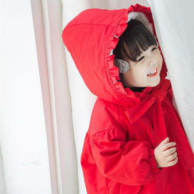 【童装】冬季新品 圣诞帽外套 韩版童装女童蝴蝶结加绒女宝宝上衣 商品图6