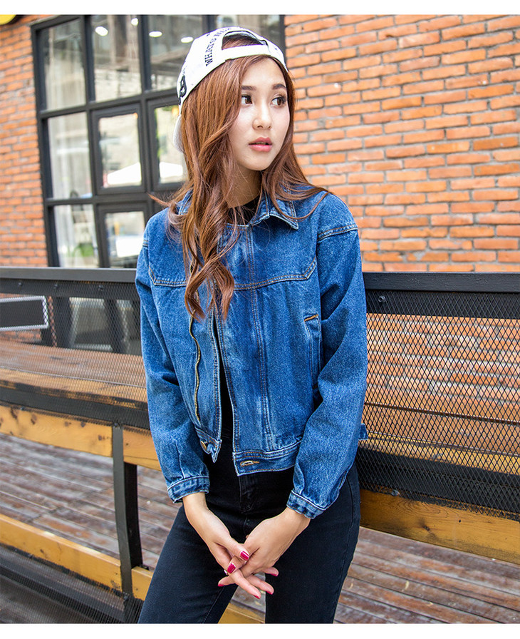 女士外套新塘牛仔秋冬新款牛仔夹克时尚极简百搭拉链短款女装牛仔外套
