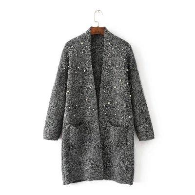 【服饰鞋包】秋冬新款 甜美风女装纯色钉珠毛衣针织衫开衫加厚外套女 商品图5