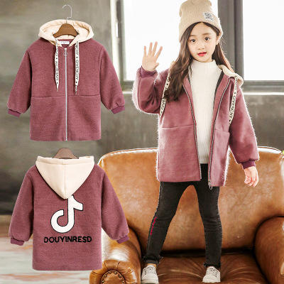 【童装】.冬款女童儿童中大童装抖音呢子夹棉加厚外套 商品图1