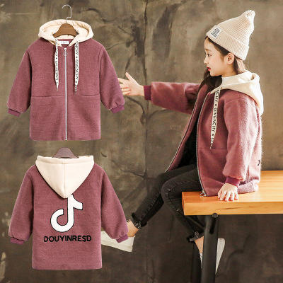 【童装】.冬款女童儿童中大童装抖音呢子夹棉加厚外套 商品图0