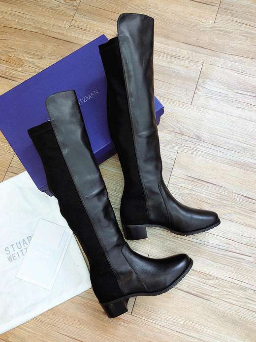 sw 5050经典秋冬弹力瘦腿粗跟长筒过膝靴
