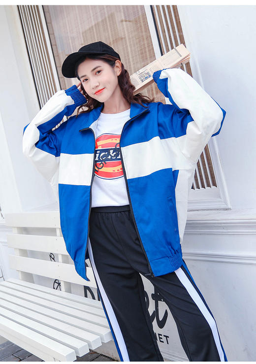 【女士外套】秋季ulzzang拼色棒球服女学生韩版bf原宿风宽松情侣夹克