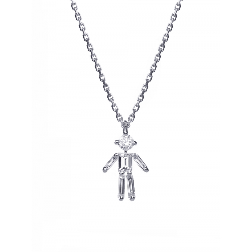 详询客服｜Little Ones-Pendentif boy-男孩 18K白金 钻石 项链［法国设计师］
