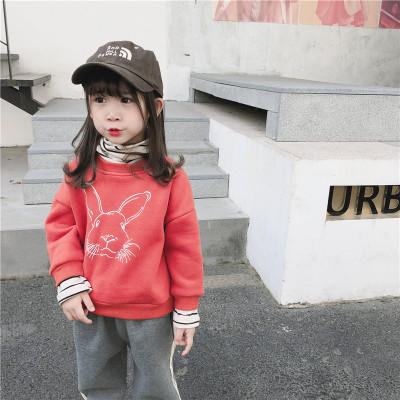 【童装套头衫】女童秋冬季卫衣 儿童时尚抓绒假两件套头衫 童装 商品图1