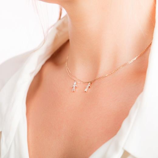 详询客服｜Little Ones-Pendentif boy-男孩 18K玫瑰金 钻石 项链［法国设计师］ 商品图4