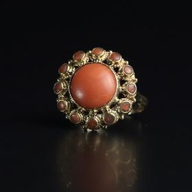 欧洲古董原装珊瑚戒指