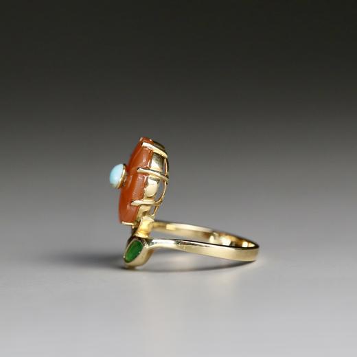 清代"富贵花开"红玛瑙小清新戒指 商品图2