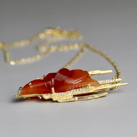 清代红玛瑙“纯爱”飞鸟项链 商品图1