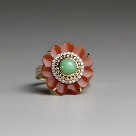 清代“富贵花开”红玛瑙戒指