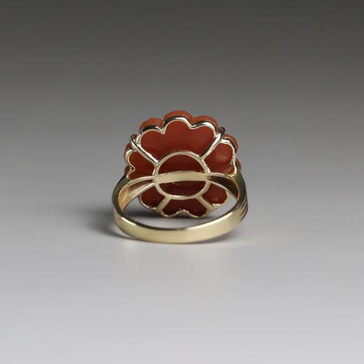 清代“富贵花开”红玛瑙戒指 商品图3