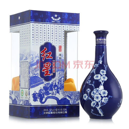 【推荐】红星 蓝花瓷 52度 500ml*6瓶整箱装 商品图1