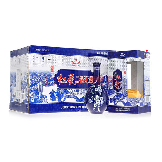 【推荐】红星 蓝花瓷 52度 500ml*6瓶整箱装 商品图0