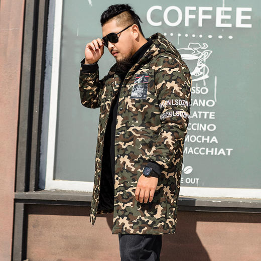 【清仓秋冬2021】LSDZW雷萨顿威男士大码棉衣肥佬中长款棉服加厚胖子修身冬装外套 商品图0