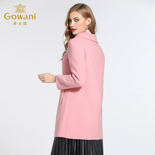 乔万尼冬季毛呢外套女粉色高腰修身淑女羊毛双面呢大衣E144A838 商品图3