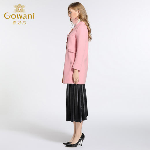 乔万尼冬季毛呢外套女粉色高腰修身淑女羊毛双面呢大衣E144A838 商品图2