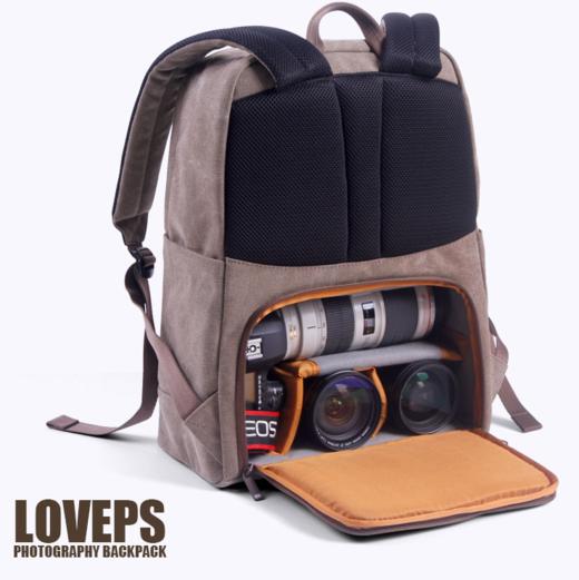 狼族优选丨1机3镜 经典帆布都市休闲双肩摄影包（TR-1520） 商品图1