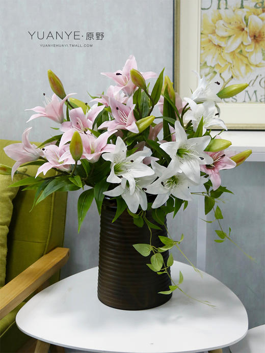 百合花高仿真花简约唯美 客厅室内装饰绢花套装餐厅摆放花艺单支 商品图1