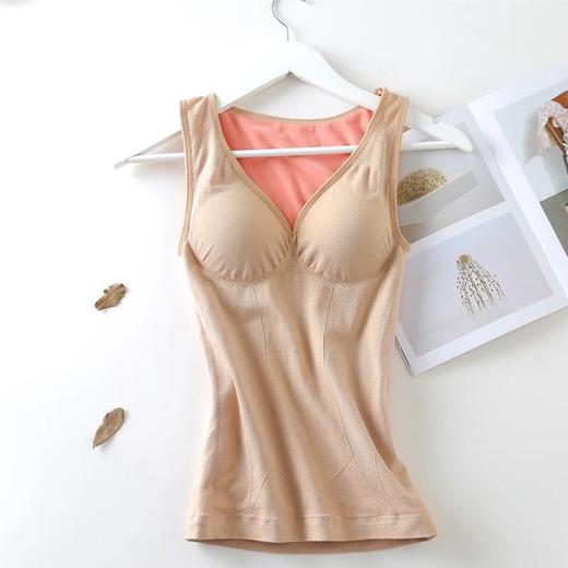 〖自带胸垫〗保暖背心女加绒加厚V领打底衫女士保暖内衣 商品图1