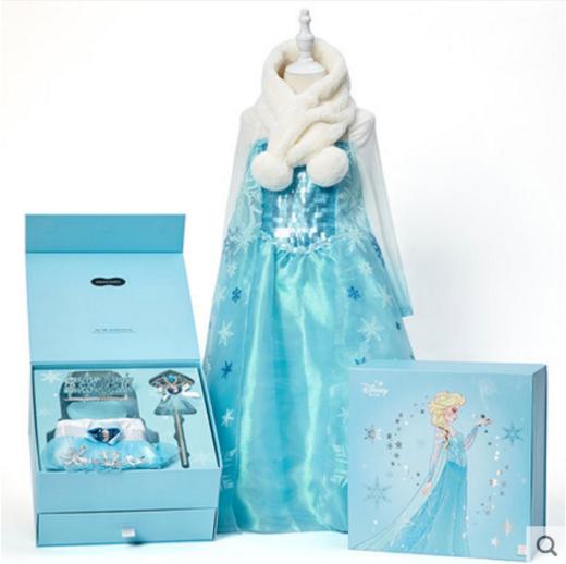 迪士尼正品冰雪奇缘艾莎女王COS套装女童公主裙首饰角色扮演礼盒 商品图3