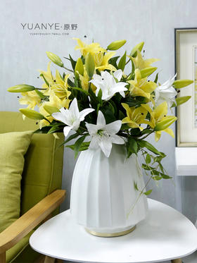 百合花高仿真花简约唯美 客厅室内装饰绢花套装餐厅摆放花艺单支