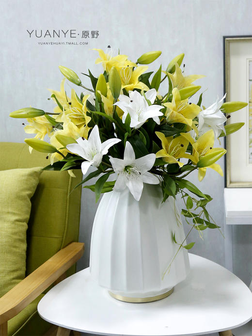 百合花高仿真花简约唯美 客厅室内装饰绢花套装餐厅摆放花艺单支 商品图0