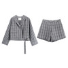 特价不退不换 介意慎拍！ 金蘑菇菇 洋气休闲feel的廓形套装西装外套格子短裤 商品缩略图0