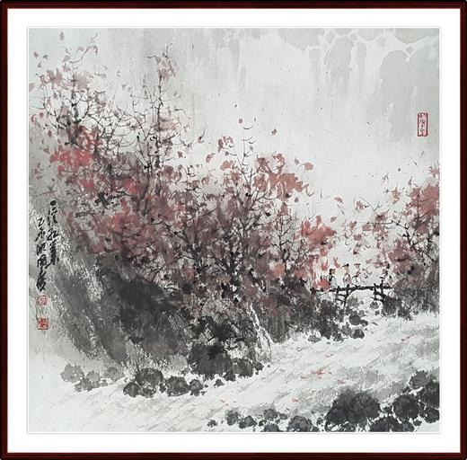 沈国庆-真迹-山水画《一溪红叶》 客厅 玄关  餐厅 卧室 商品图1