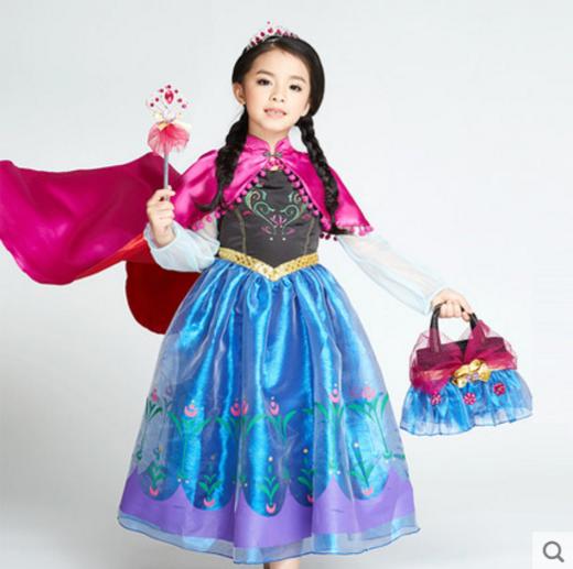 迪士尼正品冰雪奇缘安娜公主COS套装女童公主裙首饰角色扮演礼盒 商品图0