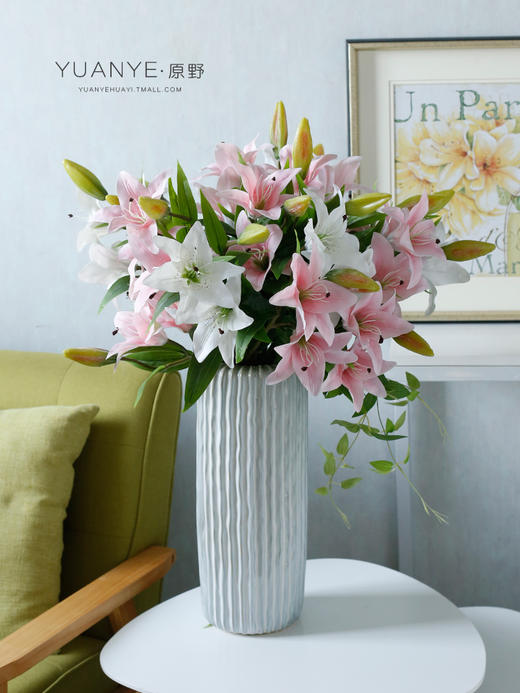 百合花高仿真花简约唯美 客厅室内装饰绢花套装餐厅摆放花艺单支 商品图2