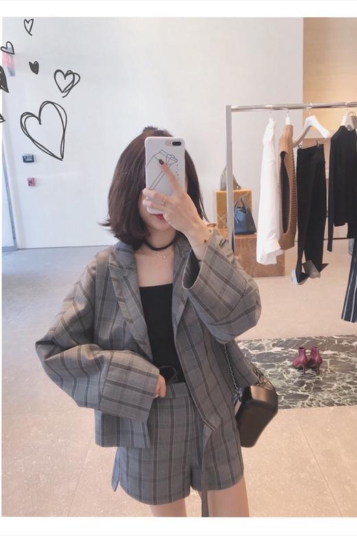 特价不退不换 介意慎拍！ 金蘑菇菇 洋气休闲feel的廓形套装西装外套格子短裤 商品图4