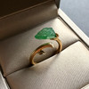 冰种阳绿翡翠莲蓬戒指18k黄金镶嵌 商品缩略图3