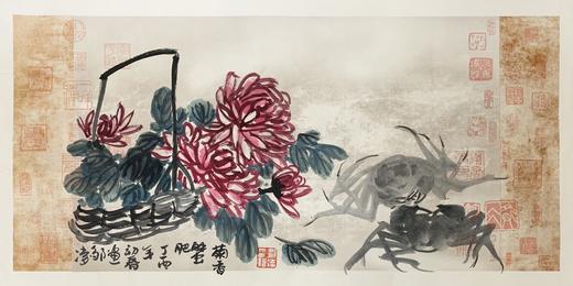 邹凌-真迹- 国画花鸟《菊香蟹肥》    卧室  玄关  餐厅  书房 商品图1