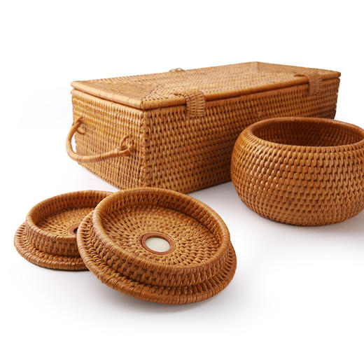 精品云子 A型单面凸中号云子+越南藤编内外盒套装 商品图4