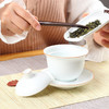 定窑陶瓷三才盖碗茶杯 描金边亚光白瓷手工家用泡茶功夫茶具 商品缩略图2