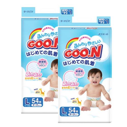 【两袋装包邮】保税区直发 日本大王GOO.N维E纸尿裤 L54片（9-14kg） 商品图0