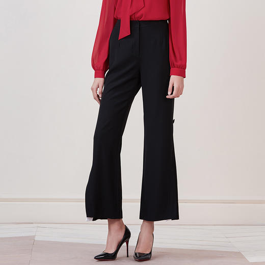 EITIE爱特爱女装冬季时尚黑白拼色阔腿裤百搭休闲裤5805504 商品图2