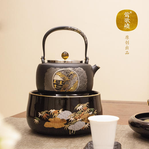 【莺歌烧旗舰店】错金银山水纹不锈钢壶 商品图2