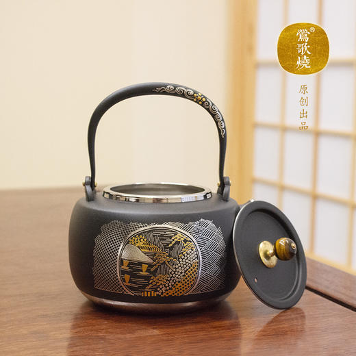 【莺歌烧旗舰店】错金银山水纹不锈钢壶 商品图3
