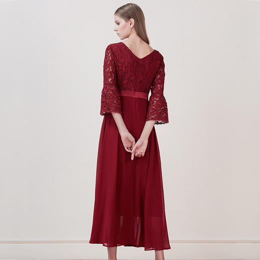 EITIE爱特爱品牌女装时尚镂空钩花低腰优雅礼服女中长款5877515 商品图4